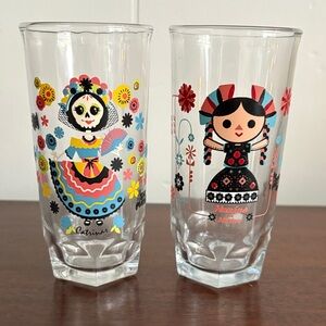Vintage 1970 Dona Maria Juice glasses set of 2 1970 by Artist Paulo Villagran.